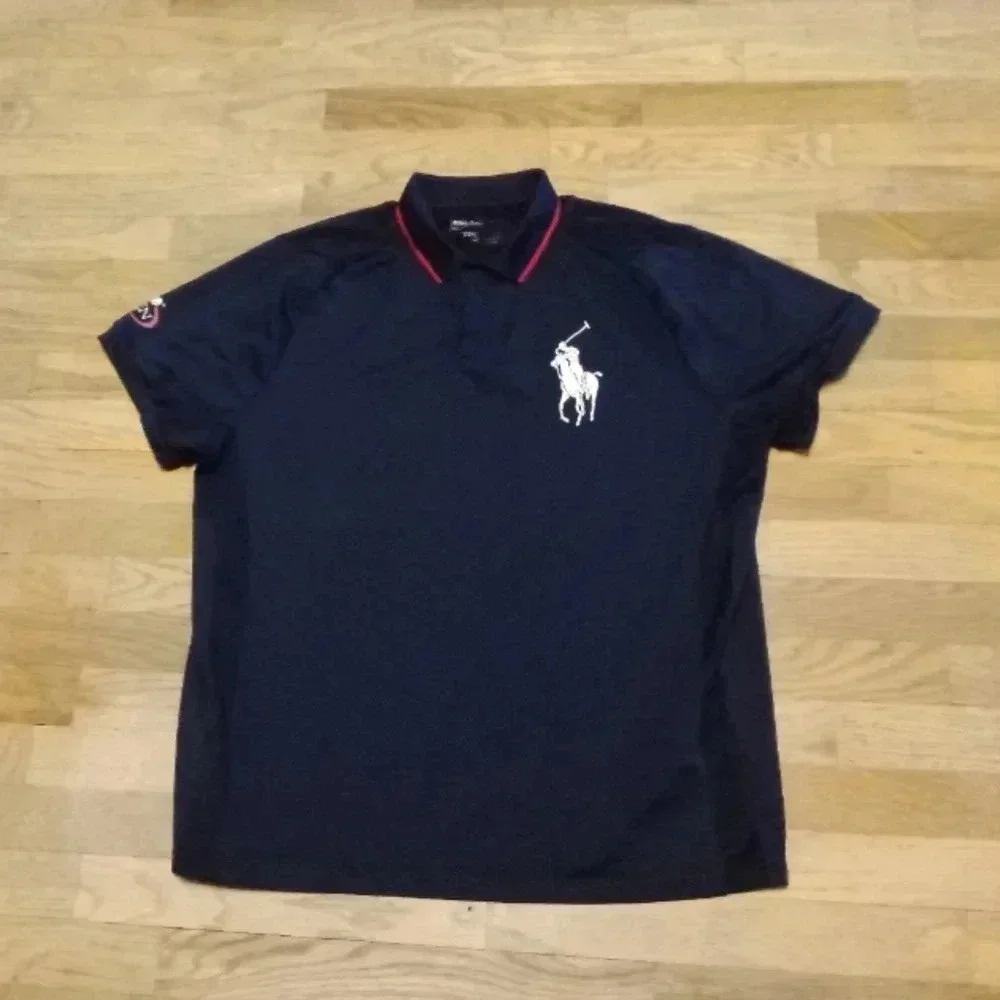 Ralph Lauren RLX Mens US OPEN 2006 Navy Blue Tennis Polo Shirt Size L Big Pony